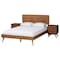 Baxton Studio Demeter Mid-Century Modern Walnut Brown Finished Wood Queen Size 3-Piece Bedroom Set 242-9408-9429-11298-11298-ZORO - alternate 1